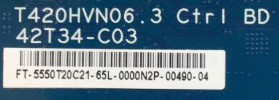 KIT DE TARJETAS PARA TV VIZIO / NUMERO DE PARTE MAIN (X)XFCB02K076 / 715G7484-M02-001-004Y / FUENTE (X)ADTVF2420XDA / 715G6973-P01-000-002H / T-CON 5550T20C21 / 42T34-C03 / T420HVN06-3 / PANEL TPT500J1-HVN08.A REV:S800A / DISPLAY T500HVN08 / MODELO D50-D - Imagen 2